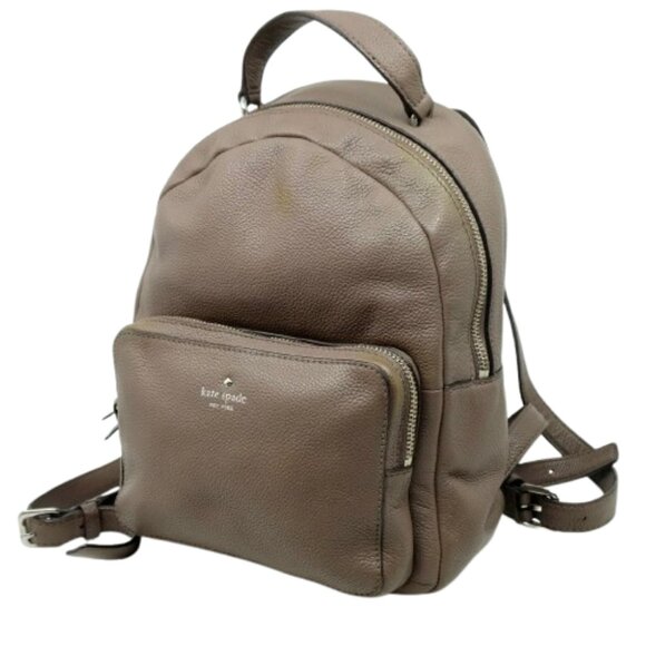 KATE SPADE~Larchomont Avenue Nicole~TAUPE GRAY PEBBLED LEATHER BACKPACK BAG - Picture 1 of 6